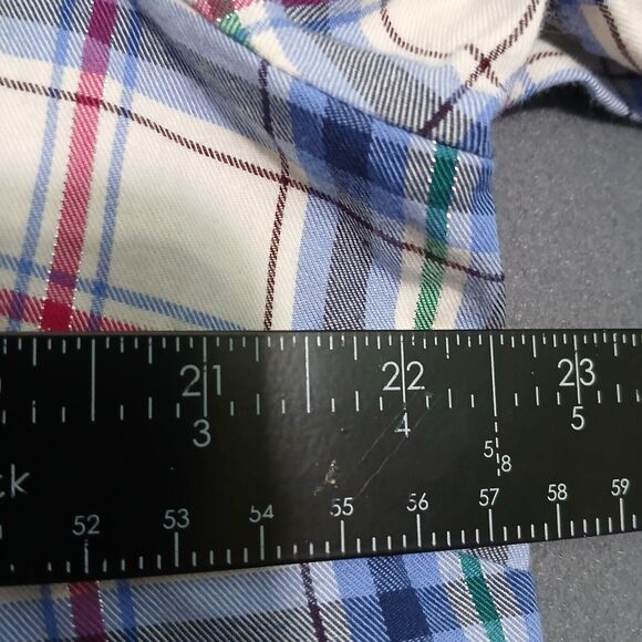 Talbots Women XL Plaid Metallic Stripes Button Up Long Sleeve Shirt - Picture 9 of 10
